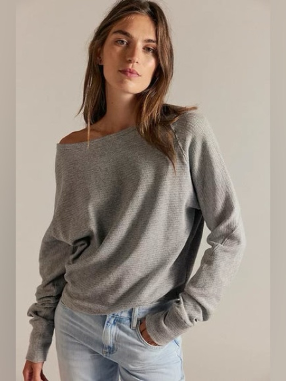 NWT Free People Jess Long Sleeve in Heather Grey
